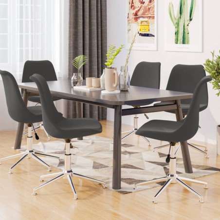 vidaXL Sillas de comedor giratorias 6 unidades tela gris oscuro