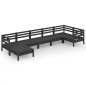 vidaXL Juego de muebles de jardín 7 pzas madera maciza de pino negro