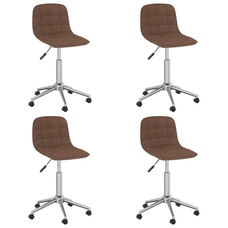vidaXL Sillas de comedor giratorias 4 unidades tela marrón