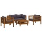 vidaXL Muebles de jardín 5 pzas cojines madera maciza de acacia vidaXL Muebles de jardín 5 pzas cojines madera maciza de acacia