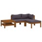 vidaXL Muebles de jardín 4 pzas cojines madera maciza de acacia 