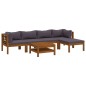 vidaXL Muebles de jardín 7 pzas cojines madera maciza de acacia 