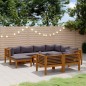 vidaXL Muebles de jardín 10 pzas cojines madera maciza de acacia vidaXL Muebles de jardín 10 pzas cojines madera maciza de acacia