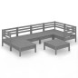 vidaXL Juego de muebles de jardín 7 piezas madera maciza de pino gris