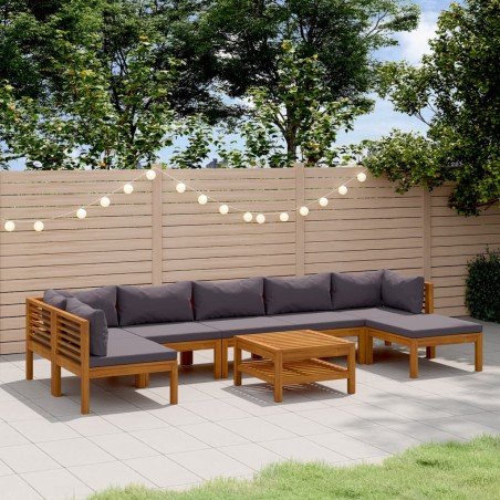 vidaXL Muebles de jardín 8 pzas cojines madera maciza de acacia 