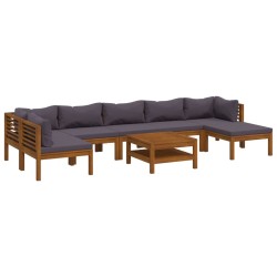 vidaXL Muebles de jardín 8 pzas cojines madera maciza de acacia 