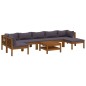 vidaXL Muebles de jardín 8 pzas cojines madera maciza de acacia 