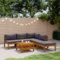 vidaXL Muebles de jardín 6 pzas cojines madera maciza de acacia 
