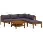 vidaXL Muebles de jardín 6 pzas cojines madera maciza de acacia 