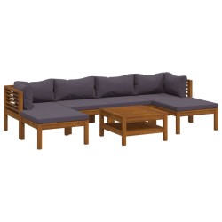vidaXL Muebles de jardín 7 pzas cojines madera maciza de acacia 