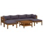 vidaXL Muebles de jardín 7 pzas cojines madera maciza de acacia 