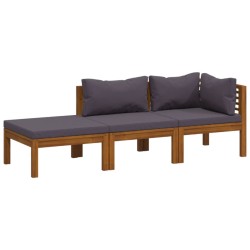 vidaXL Muebles de jardín 3 pzas cojines madera maciza de acacia