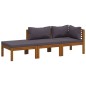 vidaXL Muebles de jardín 3 pzas cojines madera maciza de acacia vidaXL Muebles de jardín 3 pzas cojines madera maciza de acacia