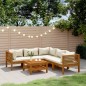 vidaXL Muebles de jardín 6 pzas cojines crema madera maciza de acacia vidaXL Muebles de jardín 6 pzas cojines crema madera maciza de acacia