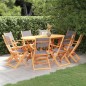 vidaXL Set de comedor de jardín 9 pzas madera eucalipto textilene gris