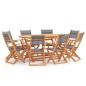 vidaXL Set de comedor de jardín 9 pzas madera eucalipto textilene gris