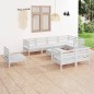 vidaXL Juego de muebles de jardín 9 piezas madera maciza pino blanco