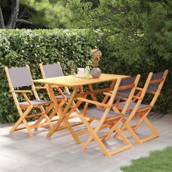 vidaXL Set de comedor de jardín 5 pzas madera maciza eucalipto gris