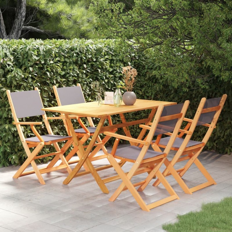 vidaXL Set de comedor de jardín 5 pzas madera maciza eucalipto gris vidaXL Set de comedor de jardín 5 pzas madera maciza eucalipto gris