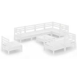vidaXL Juego de muebles de jardín 9 piezas madera maciza pino blanco