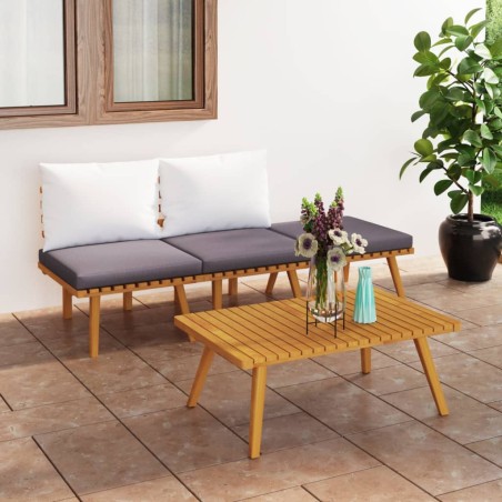 vidaXL Muebles de jardín 4 piezas con cojines madera maciza de acacia 