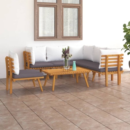 vidaXL Muebles de jardín 7 piezas con cojines madera maciza de acacia 
