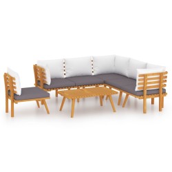 vidaXL Muebles de jardín 7 piezas con cojines madera maciza de acacia 