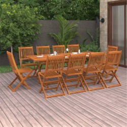 vidaXL Set de comedor para jardín 11 piezas madera maciza de acacia