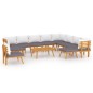 vidaXL Muebles de jardín 12 piezas con cojines madera maciza de acacia vidaXL Muebles de jardín 12 piezas con cojines madera maciza de acacia