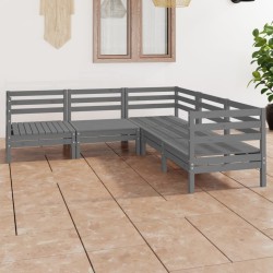 vidaXL Juego de muebles de jardín 5 piezas madera maciza de pino gris