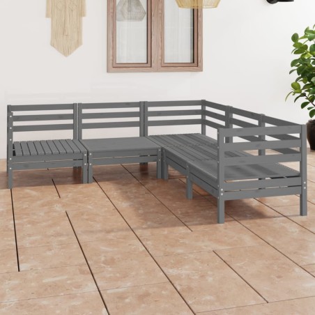 vidaXL Juego de muebles de jardín 5 piezas madera maciza de pino gris