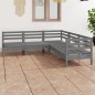 vidaXL Juego de muebles de jardín 5 piezas madera maciza de pino gris