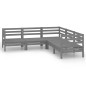 vidaXL Juego de muebles de jardín 5 piezas madera maciza de pino gris