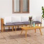vidaXL Muebles de jardín 4 piezas con cojines madera maciza de acacia vidaXL Muebles de jardín 4 piezas con cojines madera maciza de acacia