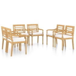 vidaXL Sillas Batavia 6 unidades madera maciza de teca con cojines