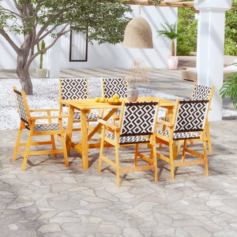 vidaXL Juego de comedor para jardín 7 piezas madera maciza de acacia