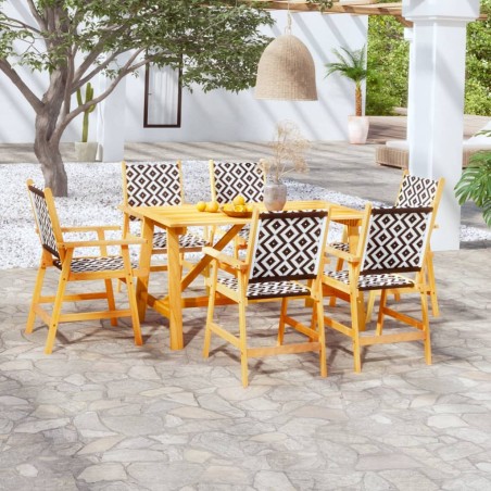 vidaXL Juego de comedor para jardín 7 piezas madera maciza de acacia
