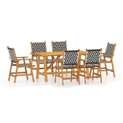 vidaXL Juego de comedor para jardín 7 piezas madera maciza de acacia