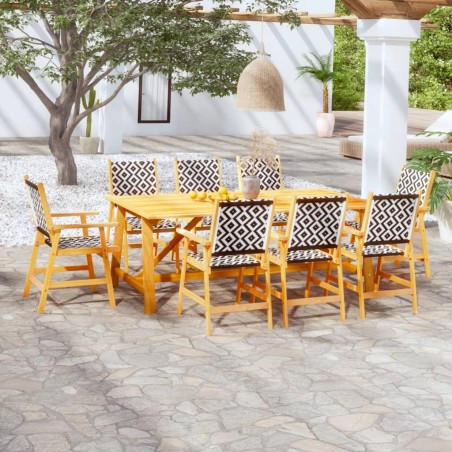 vidaXL Juego de comedor de jardín 9 piezas madera maciza de acacia