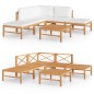 vidaXL Set de muebles de jardín 6 pzas madera de teca y cojines crema