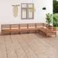 vidaXL Juego muebles de jardín 7 pzas madera maciza pino marrón miel vidaXL Juego muebles de jardín 7 pzas madera maciza pino marrón miel