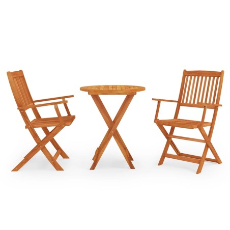 vidaXL Set de comedor de jardín plegable 3 pzas madera eucalipto