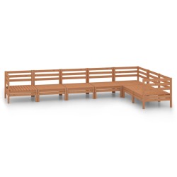 vidaXL Juego muebles de jardín 7 pzas madera maciza pino marrón miel