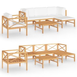 vidaXL Set de muebles de jardín 6 pzas madera de teca y cojines crema
