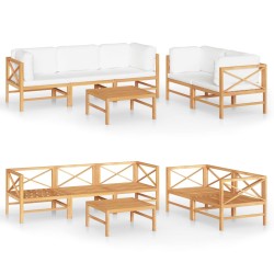 vidaXL Set de muebles de jardín 6 pzas madera de teca y cojines crema