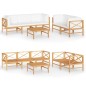 vidaXL Set de muebles de jardín 6 pzas madera de teca y cojines crema vidaXL Set de muebles de jardín 6 pzas madera de teca y cojines crema