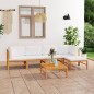 vidaXL Set de muebles de jardín 6 pzas madera de teca y cojines crema vidaXL Set de muebles de jardín 6 pzas madera de teca y cojines crema