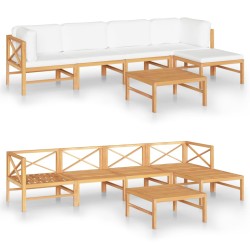 vidaXL Set de muebles de jardín 6 pzas madera de teca y cojines crema