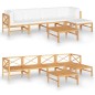 vidaXL Set de muebles de jardín 6 pzas madera de teca y cojines crema vidaXL Set de muebles de jardín 6 pzas madera de teca y cojines crema