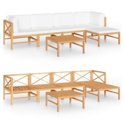 vidaXL Set de muebles de jardín 6 pzas madera de teca y cojines crema